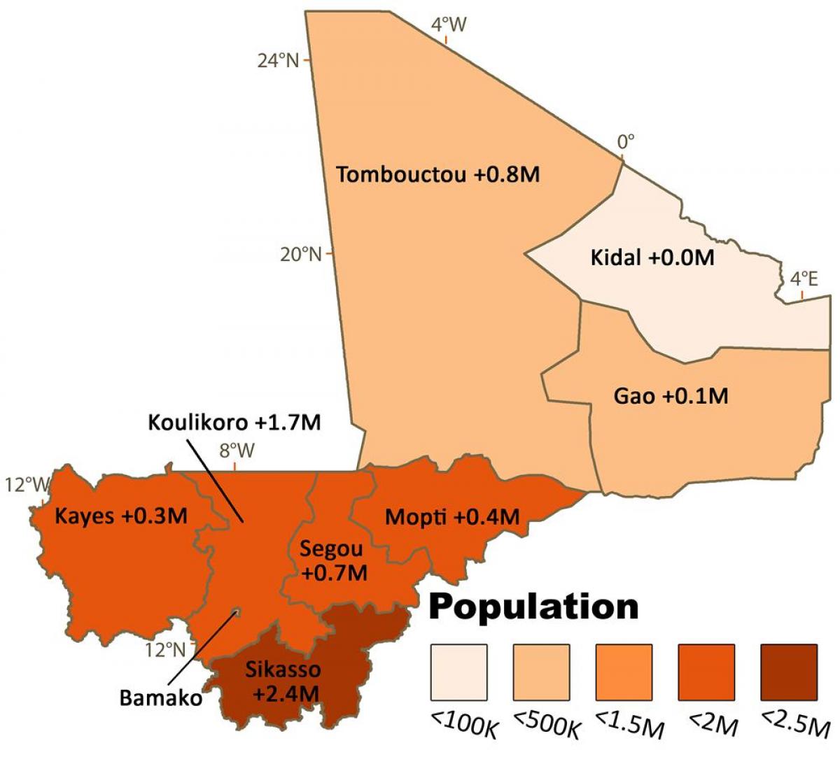 Harta Mali populației