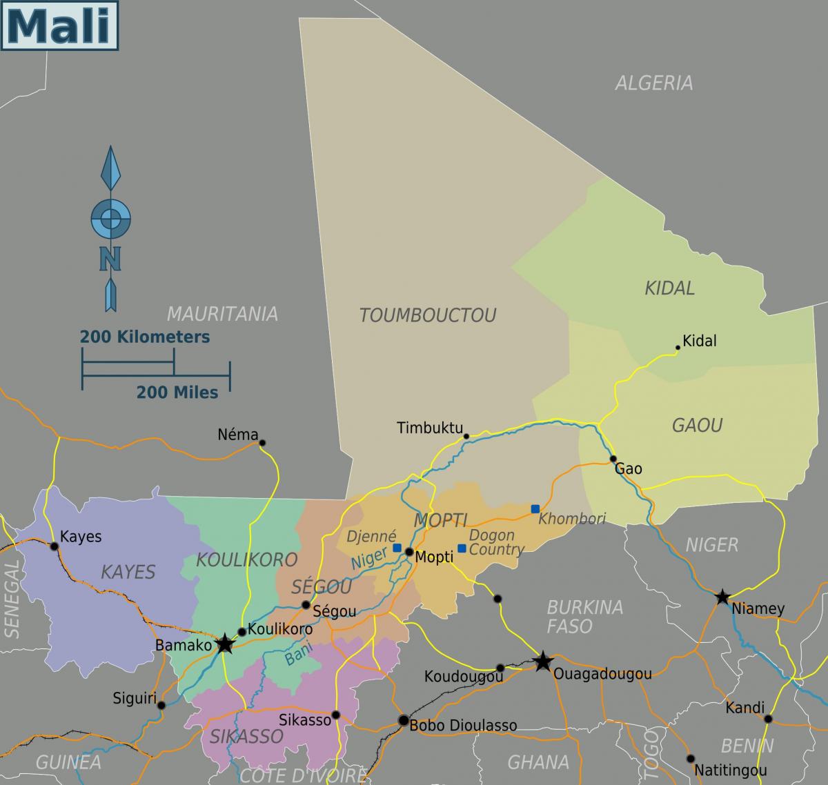Harta Mali regiuni